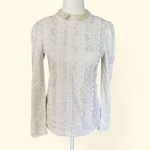 Vintage Inspired Victorian Coquette Pearl Lace Blouse